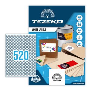 8 mm Tezeko A4 íves etikett címke, fehér színű (100 ív/doboz)