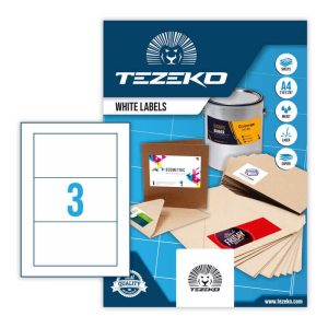 160*85 mm Tezeko A4 íves etikett címke, fehér színű (100 ív/doboz)
